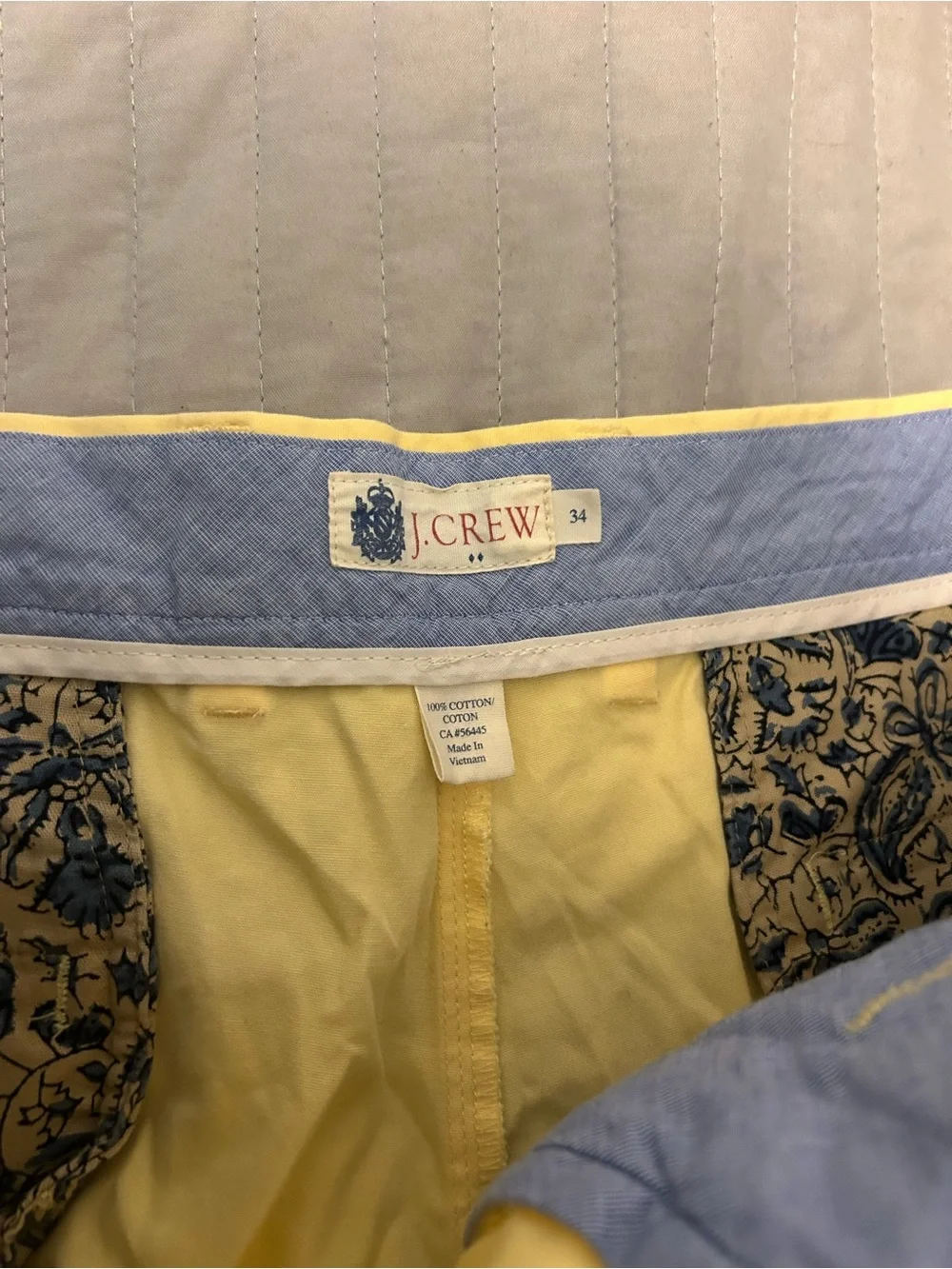J. Crew Pale Yellow Flat Front Men's Shorts